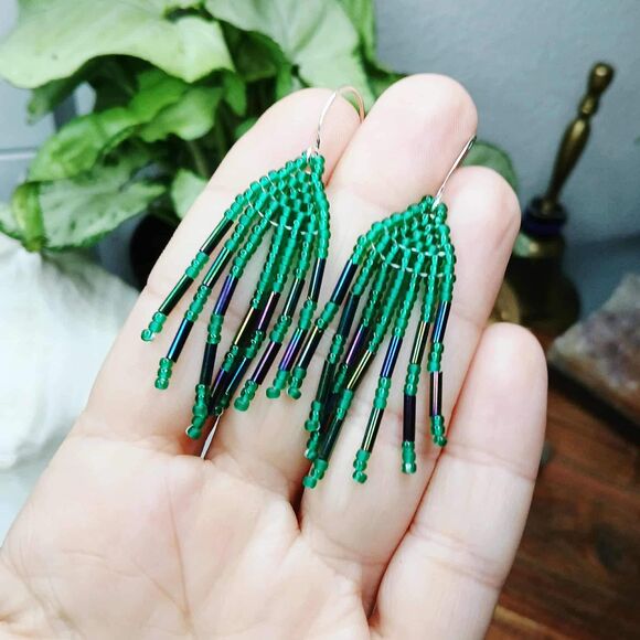 Assorted Small Beaded Fringe Cascade Shoulder Duster Dangle Earrings, 2.5" - Picture 10 of 13